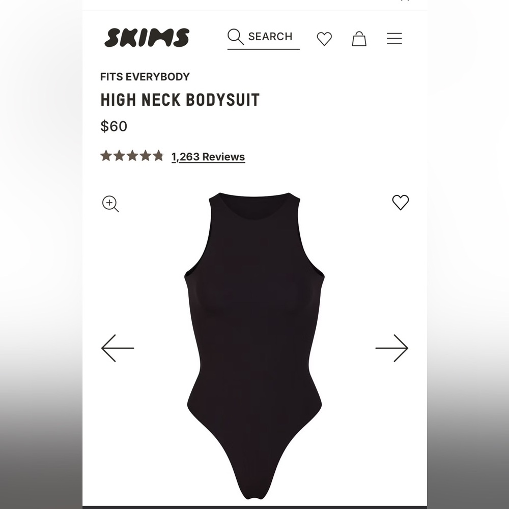 SKIMS Elegant Black Bodysuit
